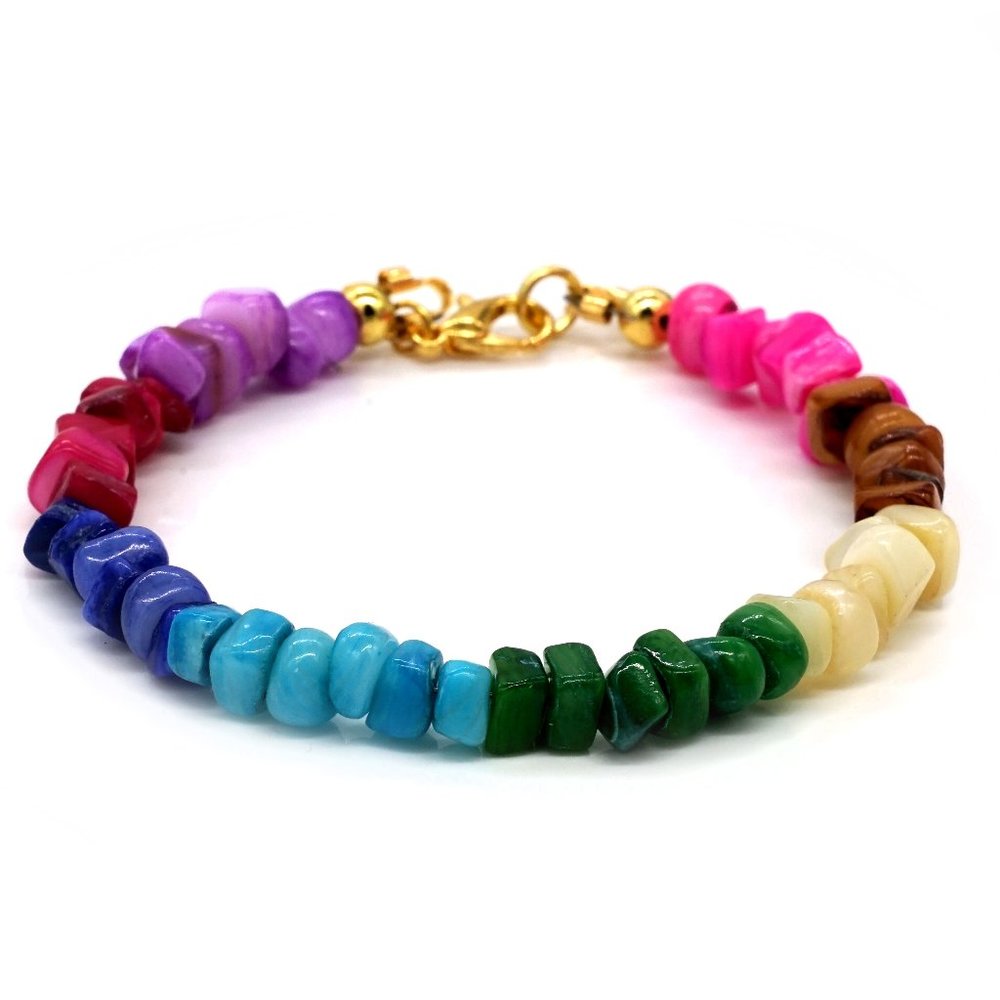 Bracelet with multicolor beads. Pride. Lobster clasps. - Picture 1 of 3